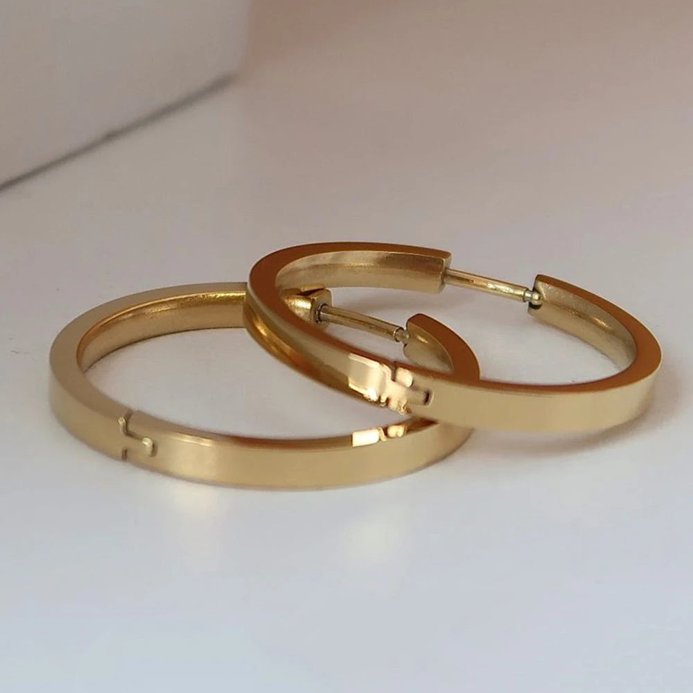 Minimalist Stainless Steel Gold Plated Ear Jewelry Circle Hoop Earrings