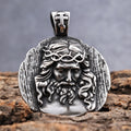 Rock Roll Stainless Steel Vintage Mens Christ Jesus Head Pendant Crown of Thorn Crucifix Pendant Necklace