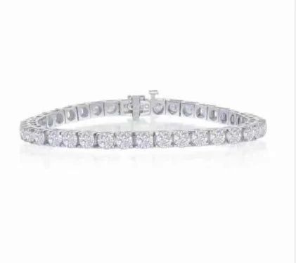 Starsgem 6 Inches 14K White Gold Tennis Style 4mm Round Moissanites Bracelet