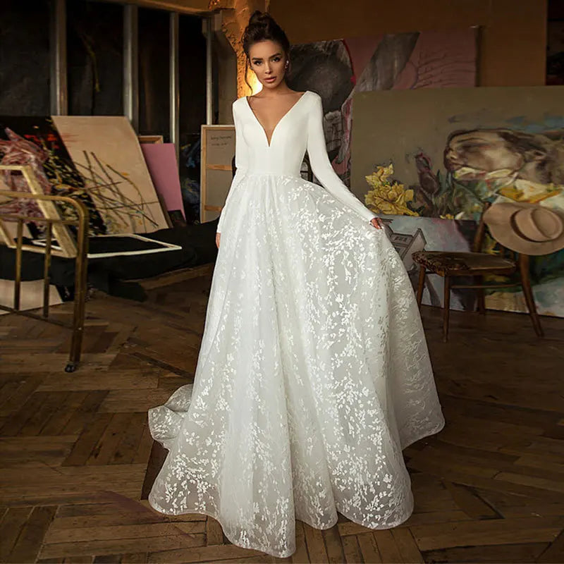 Women's Elegant White Satin Wedding Dress Lace Crystal Custom Summer 2023 Factory Wholesale Women's Summer Elegant Silk Robe