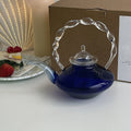 New Design Luxury Heat Resistant Blue Advanced Drinking Chinese Glass Tea Pot With Handle