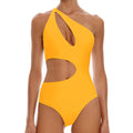 QJZY-4072 Hot Sale Ladies Solid Color Swimsuit Women's One-shoulder Sexy Beachwear Recycled Fabric Swimwear
