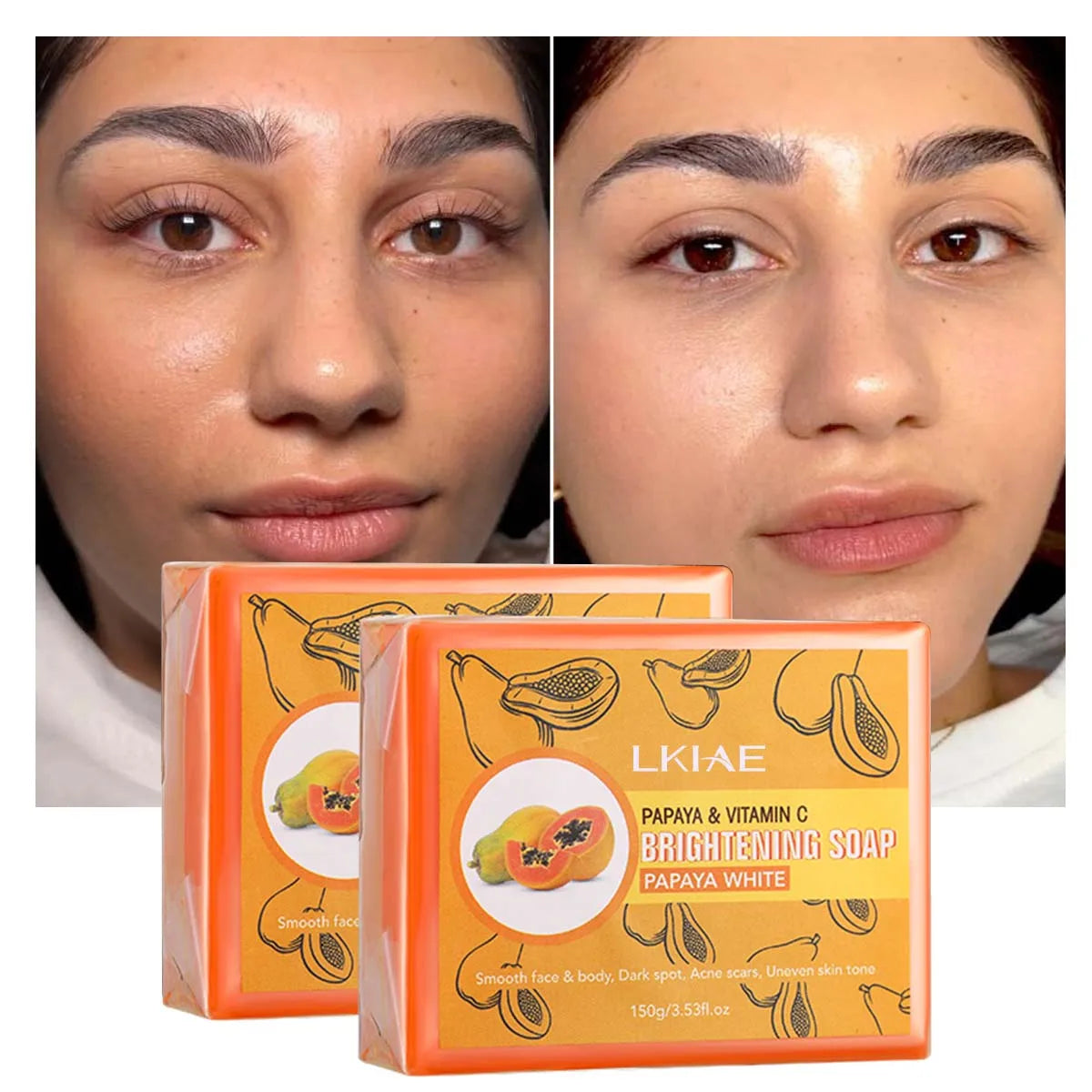 Papaya Complexion Soap 150G Honey Kojic Acid Black Women Brightening Face Lightening Papaya Soap From China