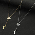 Fashion Stainless Steel Pendant Multi-layer Style Moon and Star Beaded Chain Necklace for Women Jewelry Party Friend Gifts