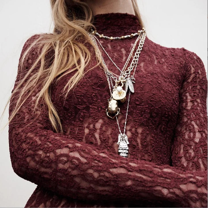 New Bohemian Multi-layered Alloy Trendy Insect Beetle Knows Fish Pendant Multi Layer Necklace