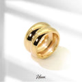 HOVANCI 13mm Wide 18K Gold IP Plating Stainless Steel Smooth Wedding Band Chunky Ring Gorgeous Detailed Gold Bold Ring for Lady