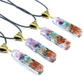 Natural Spiritual Healing Seven Chakras Resin Pendant Gem Jewelry Gravel Crystal Necklace