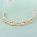 SLBRIDAL Golden Handmade Wired Multi Pearls Bridal Tiara Headband Hair Comb Hair Pin Set Wedding Hair Accessories Women Jewelry