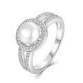 New Classic Luxury Exaggerated Handmade Diamond Finger Ring Sterling Silver Freshwater Pearl Ring
