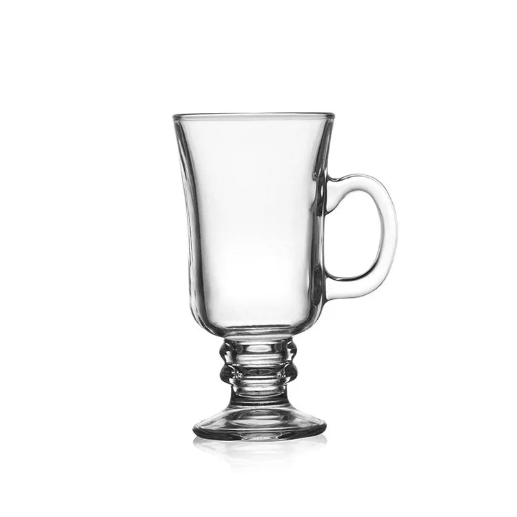 250ml Portuguese Irish Coffee Cappuccino Latte Clear Glass Mugs Hot Chocolate Mugs with Handle