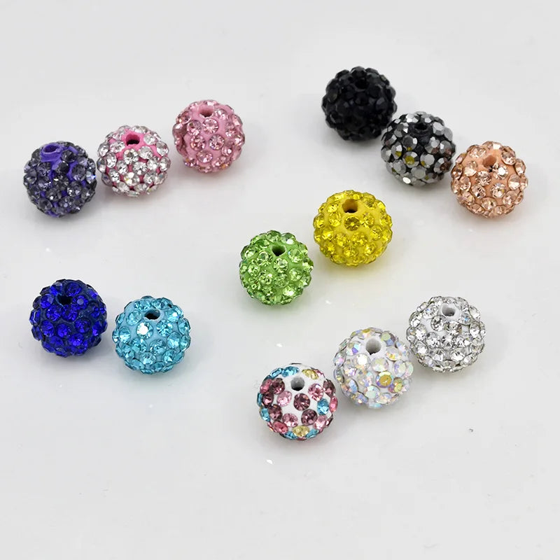 2022 New Fashion Cheap Shiny DIY Colorful Diamond Soft Clay Spacer Beads Disco Ball Necklace Jewelry