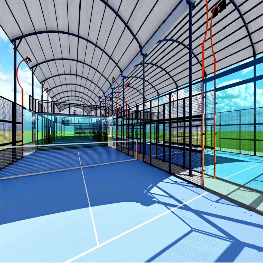 Outdoor Panoramic Classic Padel Tennis Court Suppliers Galvanized Chain Link Football Pitch Fence