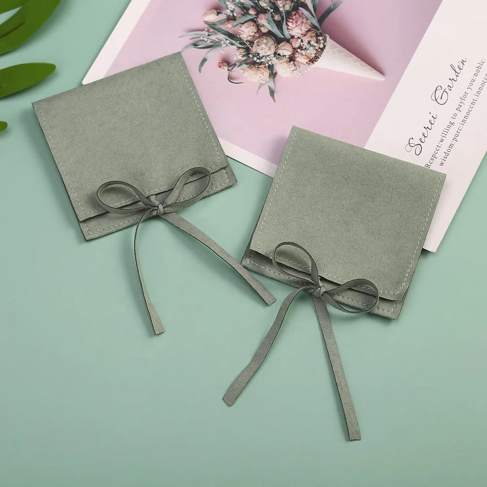 6x6cm Light Green Custom Velvet Bag Microfiber Suede Jewelry Packaging Pouches Chic Storage for Party Wedding Gift Bags