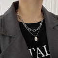 Letter Brand Chain Double Layer Necklace Titanium Steel Necklace Hip Hop Necklace for Man