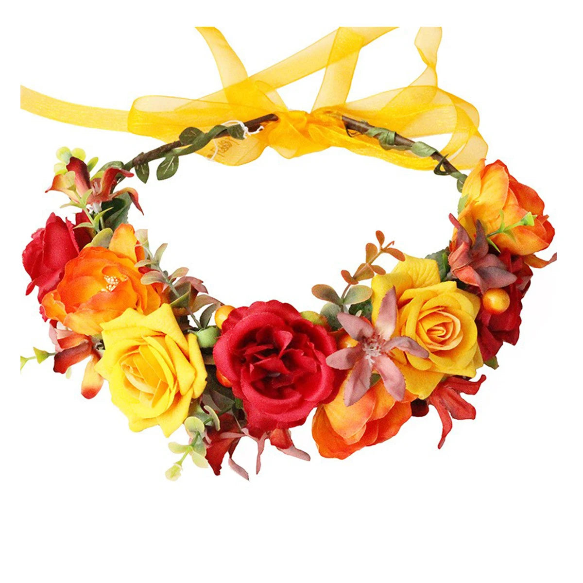Manufacturers Wholesale Autumn Flannelette Rose Crown Girl Crown Head with Floral halo Wreath