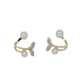 AA00164 Luxury Alloy Pearl Pendant Earrings with Fishtail Design for Women's Birthday Gift