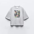 Women's Printed T-shirt Regular Fit Crew Neck Cropped Short Sleeves Short Sleeve Crew Neck Dropped Shoulder T-shirt