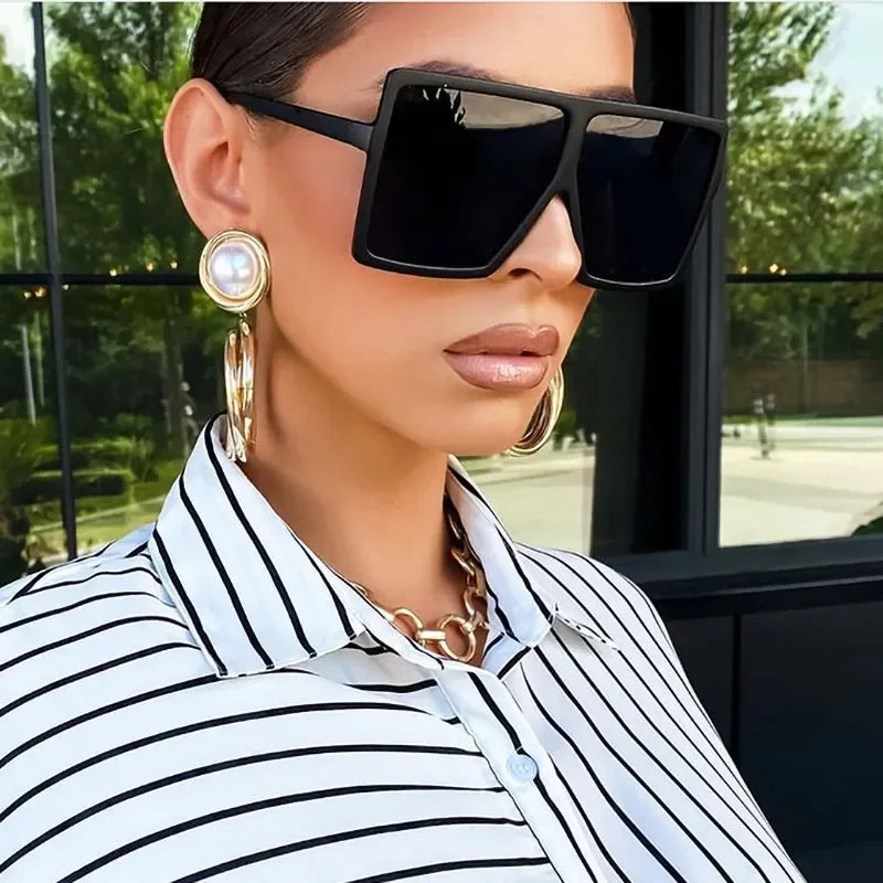 European American Trend Unisex Square Sunglasses Multi-Color Large Frame UV400 Quick Sale for Women Cross-Border Foreign Trade
