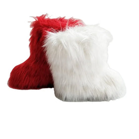 2021 White Factory Direct Wholesale Cheap Fur Boots Women Pure Faux Furry Boot Girls Red Snow Shoes for Xmas