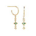 Gemnel Trendy 925 Silver 18k Gold Dangling Mixed Diamond Emerald Zircon Thin Huggie Stud Earring