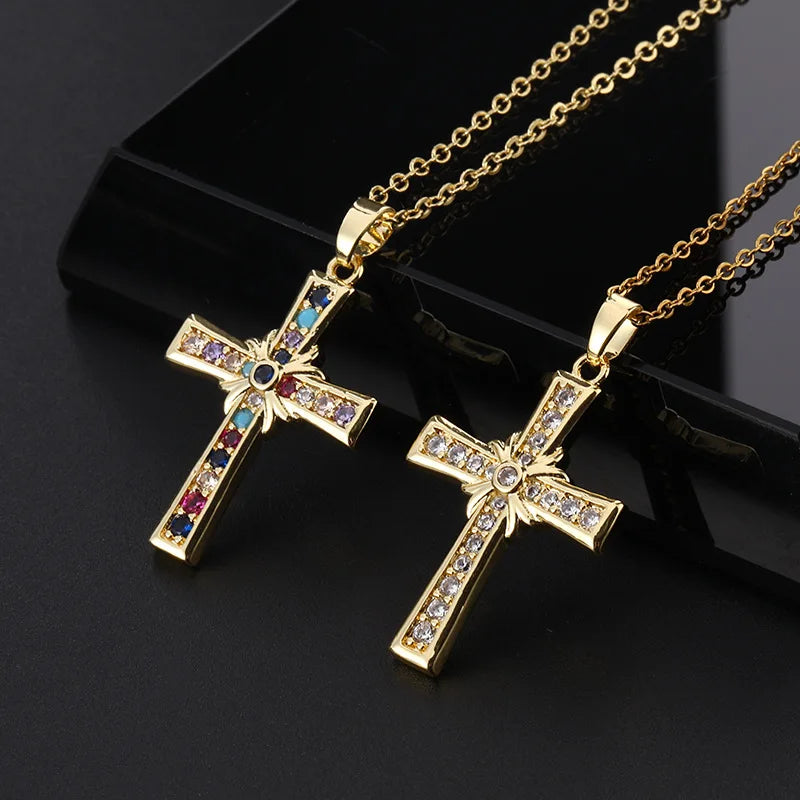 2022 New Arrival Minimalist Knot Cross Couple Stainless Steel Necklace Gold Cross Pendent Choker Necklace for Religious Gifts