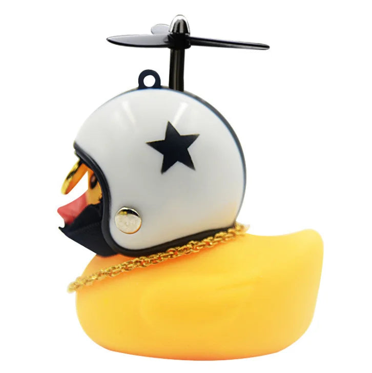 RTS Small Yellow Duck Bicycle Decorations Front Light with Horn Car Accessories Battery-Powered