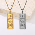 Street Wear Hiphops Stainless Steel Dollar Bill Pendant Necklace Gold Plated US Dollar Money Necklaces for Men Women
