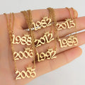 Trendy 1980~2021  Crown Year  Necklace Birthday Number Small Pendant Necklace