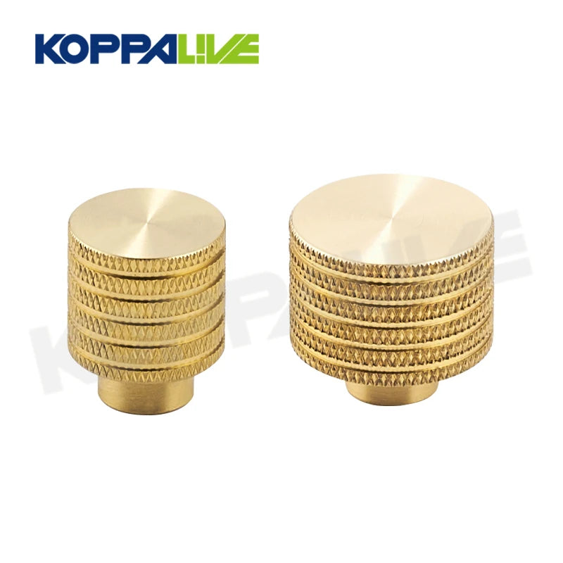 Koppalive Wholesale Modern Design Gold Brushed Furniture Cabinet Drawer Knob Brass Knurled Knobs