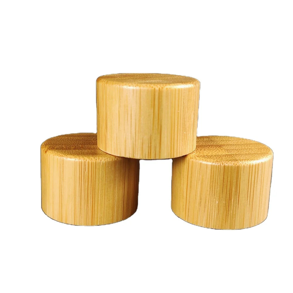 Kinpack Natural Bamboo Process Bottle Screw Cap 18mm 20mm 24mm 28mm Screw Cap Disc Cap with Shampoo Bottles for Skincare