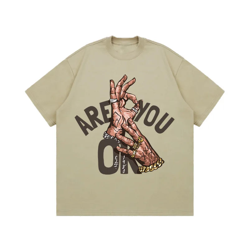 EU US Street Wear Girlfriend Fashion Vintage T-shirt 250g Heavy Cotton Short Sleeve T-shirt Loose Trendy Street Tee Shirt