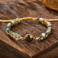 New Handwoven Bracelet With Adjustable Cut Round Pyrite Wrapped in Indian Agate Bracelet Gifts for Women
