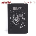 Customizable A5 Silver/Gold Foiled Black PU Leather Notebook Journal with Blank Black Pages