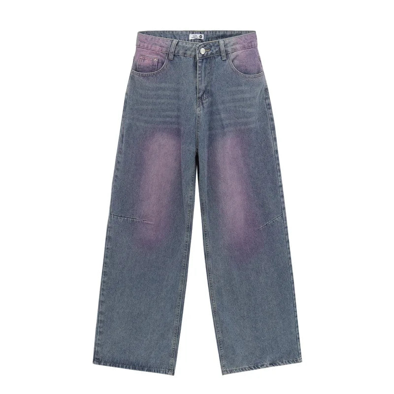 AeeDenim Wholesale Streetwear Mens Blue Denim Jeans Baggy Two Colors Jeans Man