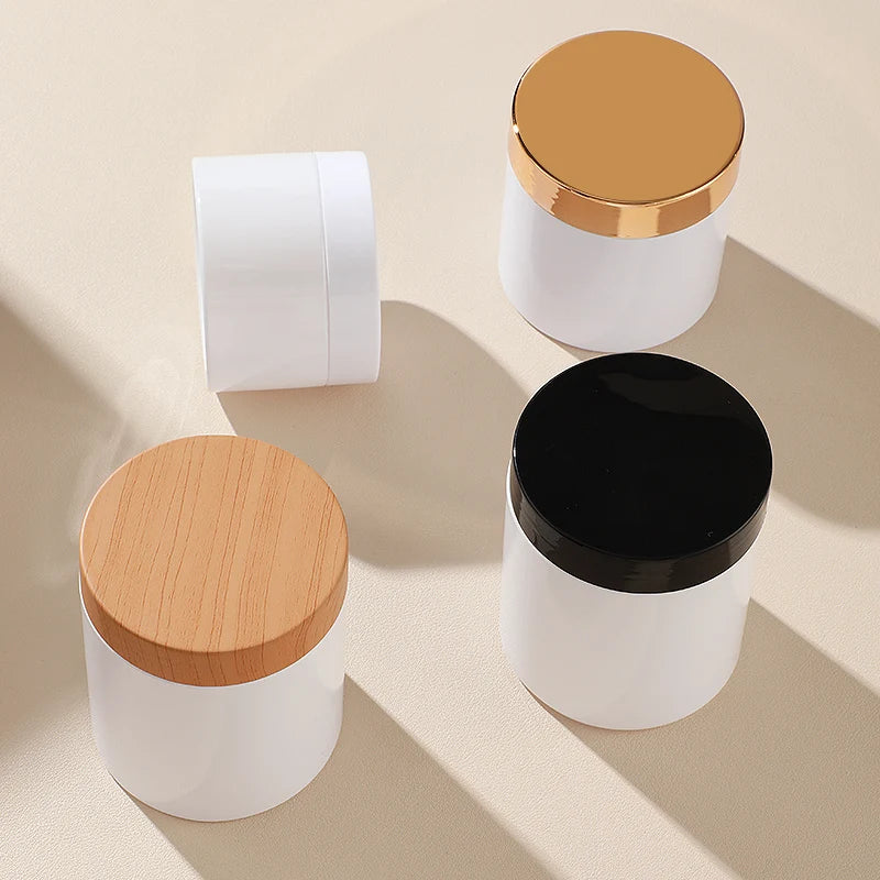 Wholesale 16oz PET White Wide Mouth Food Grade Cosmetic Container 250ml/500ml Plastic Jar for Lotion Eye Cream