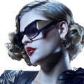 STORY OT22040 Thick Frame Wide Leg Square UV Protection Sunglasses Women Trend Golden Edge Decorative Temple Sun Glasses