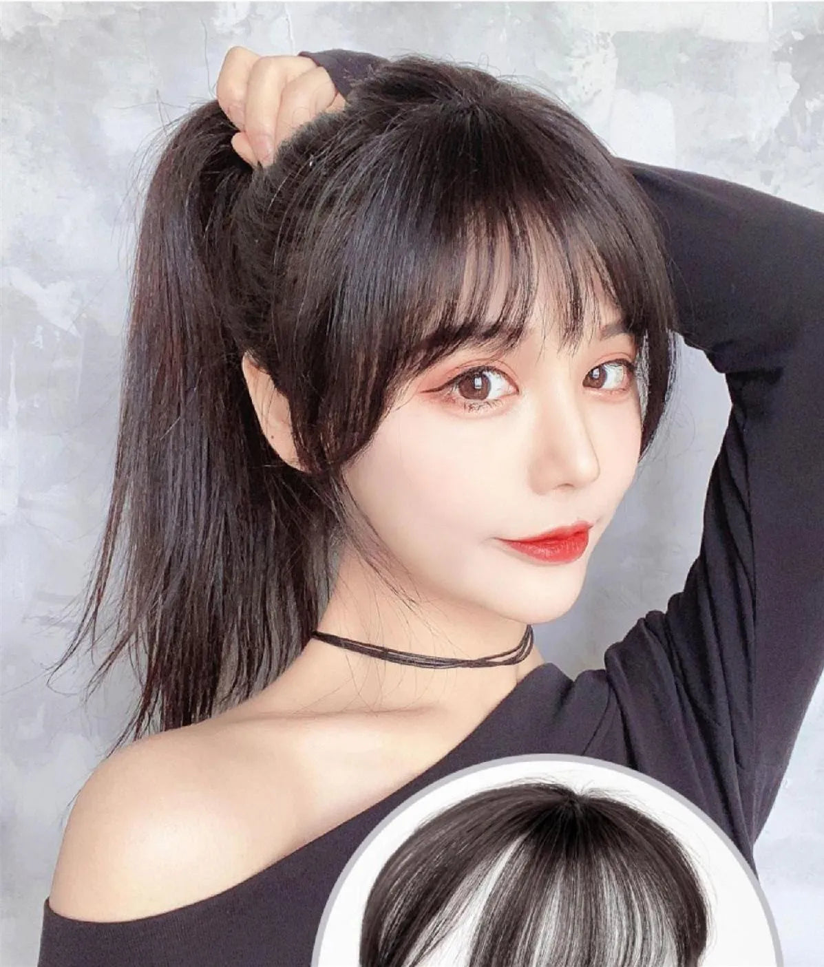 Hair Wigs Female 3D French Air Bangs Patch Pad Synthetic Piece Artificial Human Hair Natural Seamless Human Hair Wigs
