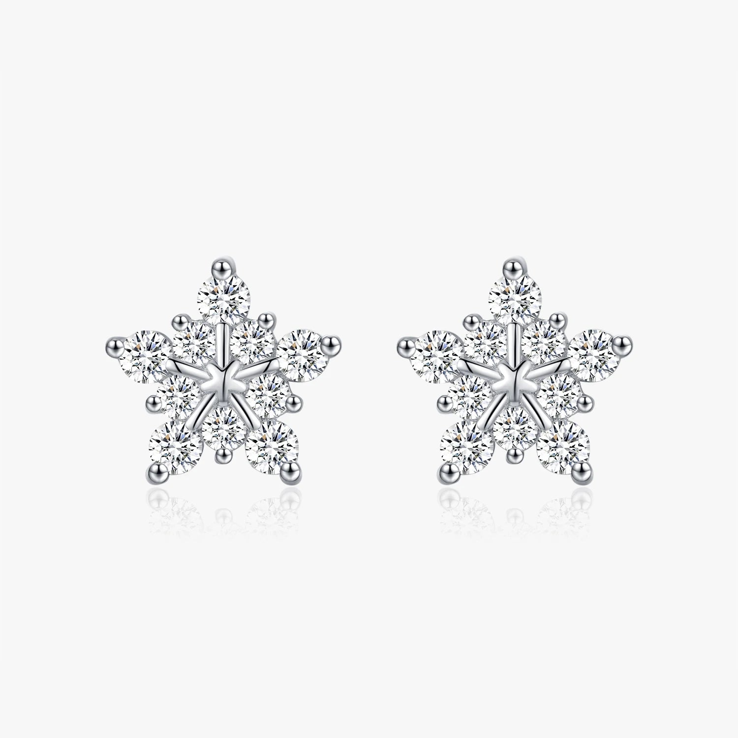 925 Sterling Silver Exquisite High-end Moissanite Snowflake Stud Earrings for Women Party Fine Jewelry Accessories
