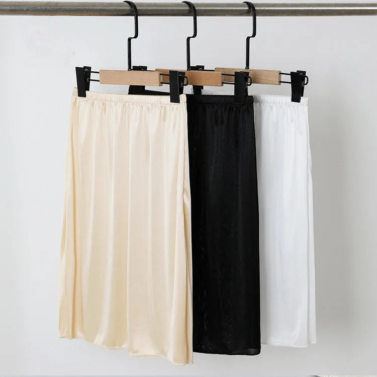 50cm Length Women Satin Underskirt Petticoat for Dress Ladies Bottoming Skirts