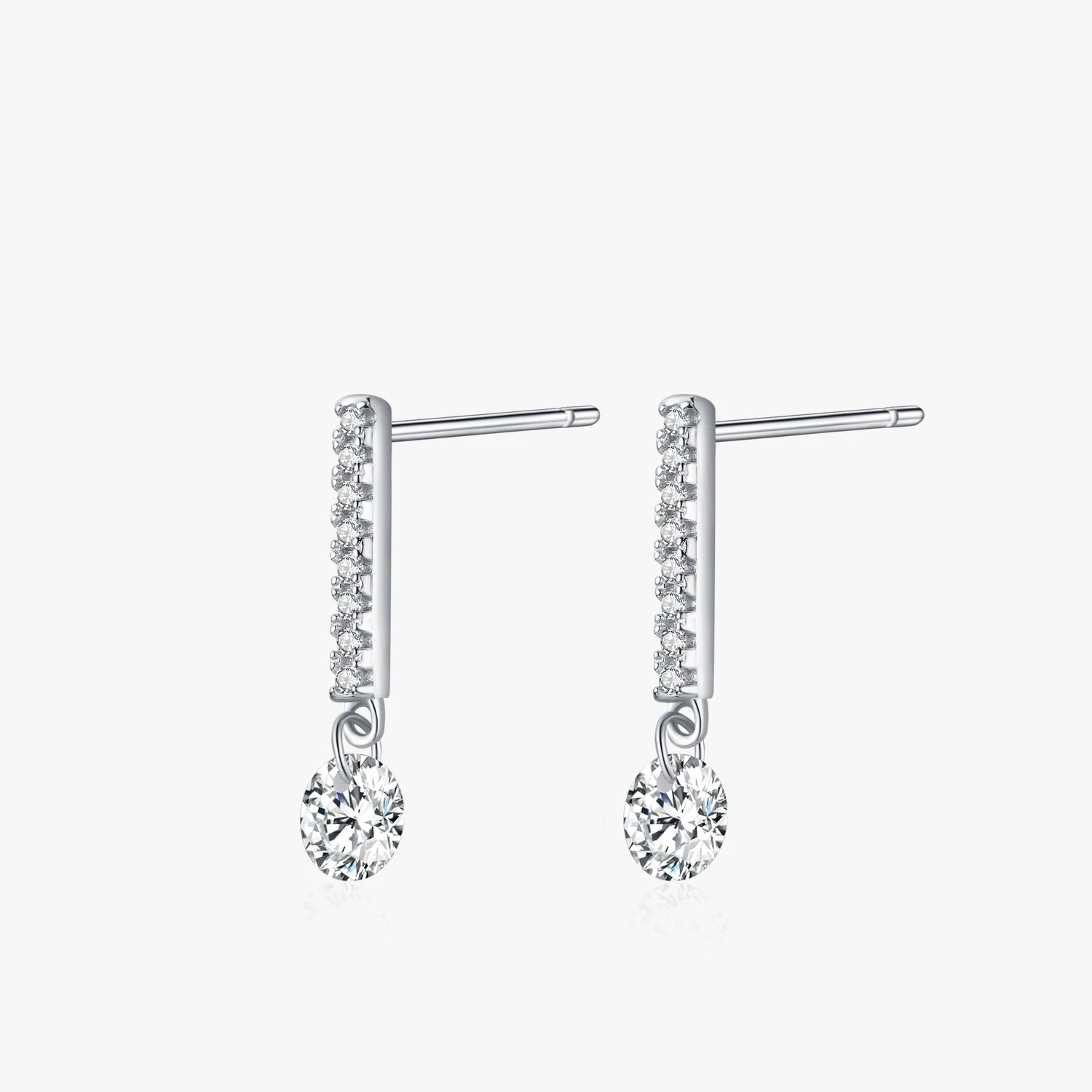 Ailmay 100% 925 Sterling Silver Fashion Shiny Swing CZ Drop Ear Charm Earrings for Women Wedding Engagement Statement Jewelry