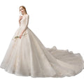 2023 New Bride Dream Trailing Wedding Gown Sendepartment Simple Champagne Long-Sleeved Dress French Elegant Wedding Dress