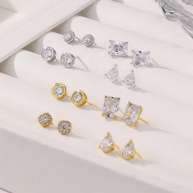 Fashion Jewelry Earrings Gold Plated Zircon Women 925 Sterling Silver Water Drop Stud Earrings for Women