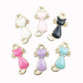 Enamel Cat Pendants Cartoon Animal Alloy Charms for DIY Necklace Bracelet Jewelry Making Christmas Gifts