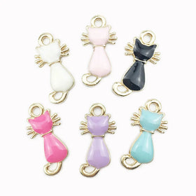 Enamel Cat Pendants Cartoon Animal Alloy Charms for DIY Necklace Bracelet Jewelry Making Christmas Gifts