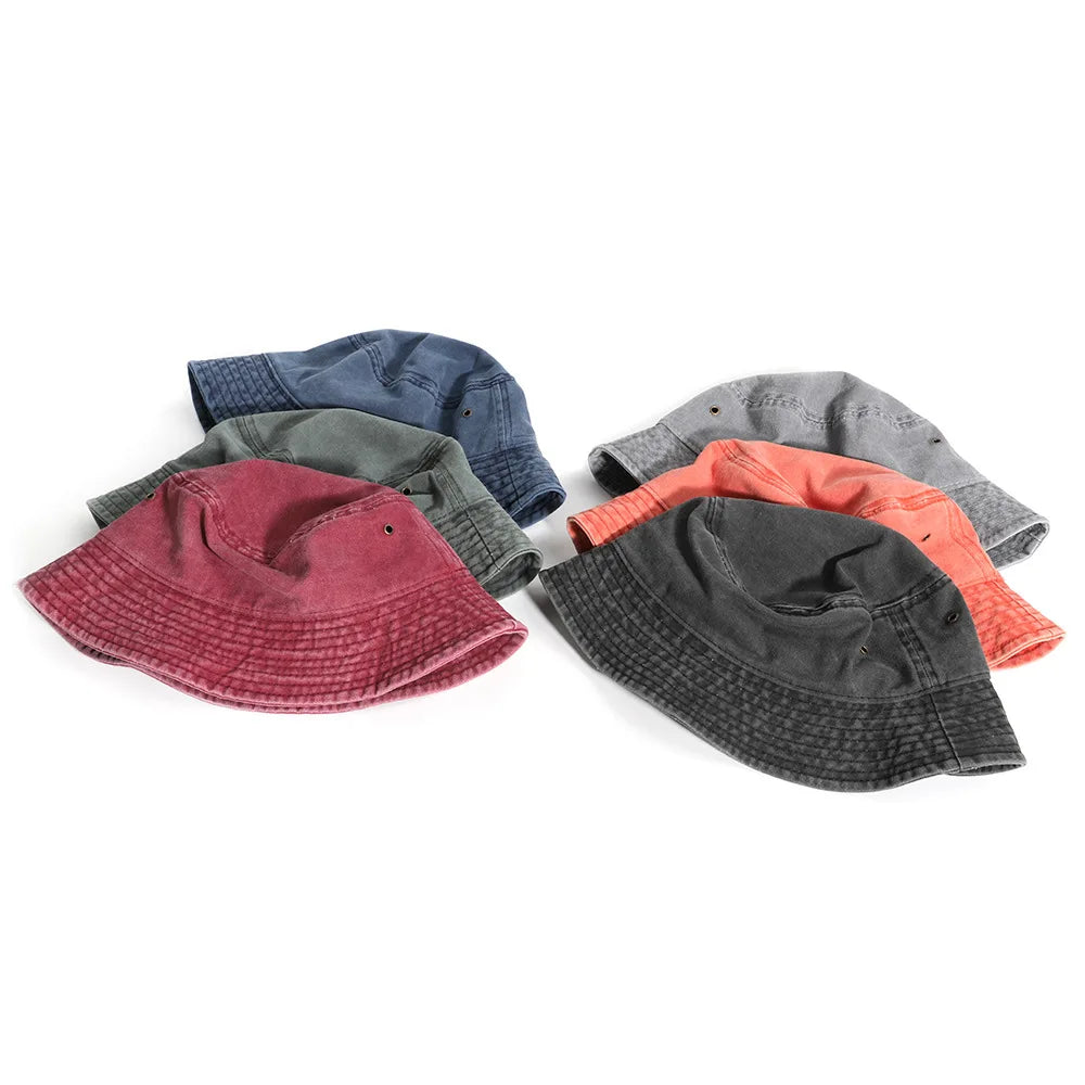 Wholesale Custom Unisex Vintage Sun Protection Retro Stone Washed Distressed Cotton Golf Fisherman Bucket Hat for Men and Women