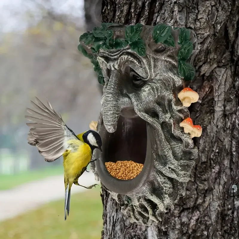 Fantasy Tree Monster Bird Feeder Durable ABS Resin Fairy Tale Intricate Design Outdoor Garden Decor Attracts Birds Adds