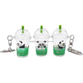 INS Girl Into Panda Floating Quicksand Liquid Milk Tea Cup Keychain Keyring Bag Pendant with Panda