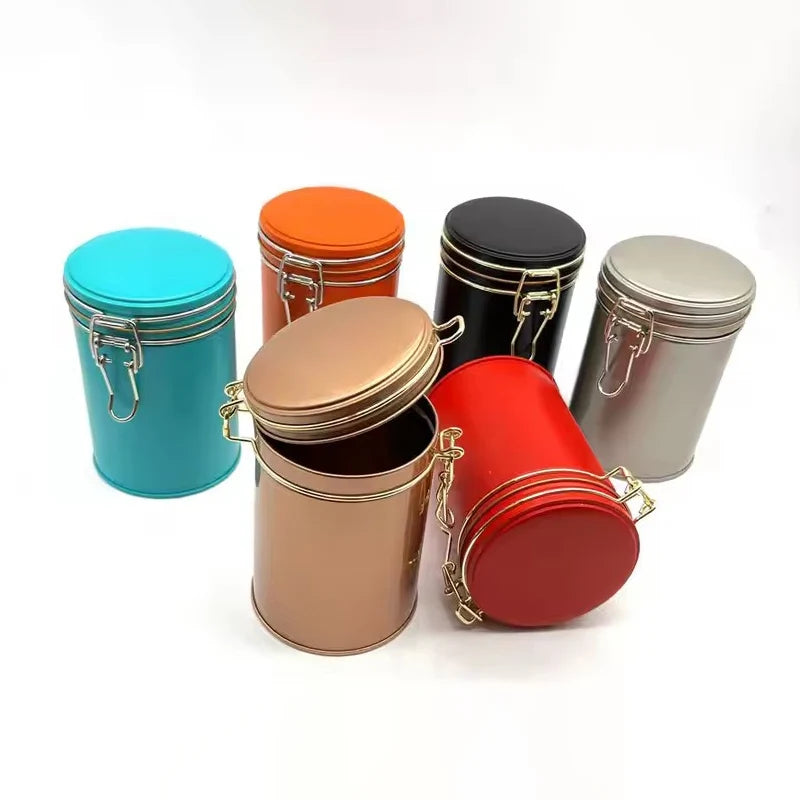 Round Iron Can for Moisture-Proof Fresh-Keeping Tea Snacks Coffee Multi-Grain Tin Can for Food Candy Chocolate Packaging