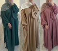 Top Selling High Quality Polyester Abaya Muslim Dress Islamic Eid Women Clothing Large Hem Solid Loose Comfortable Gown