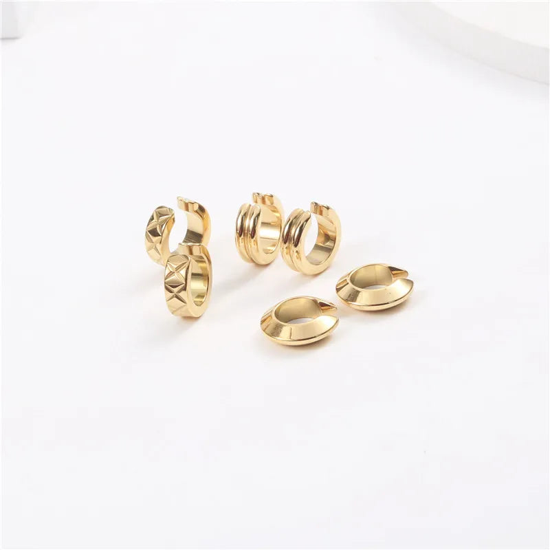 JOOLIM Jewelry PVD 18K Gold Plated Stainless Steel Cuff Earrings Wholesale Trendy Jewelry